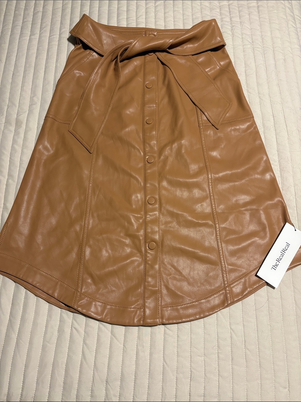 Jonathan Simkhai Women's Camel Pleather Knee Length Skirt